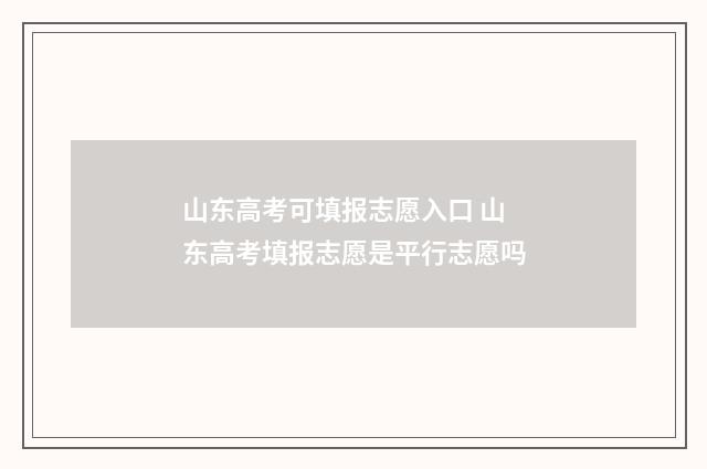 山东高考可填报志愿入口 山东高考填报志愿是平行志愿吗