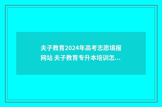 夫子教育2024年高考志愿填报网站 夫子教育专升本培训怎么样