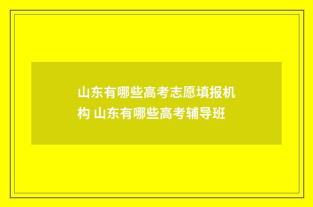 山东有哪些高考志愿填报机构 山东有哪些高考辅导班