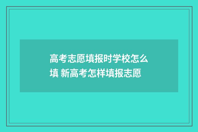 高考志愿填报时学校怎么填 新高考怎样填报志愿