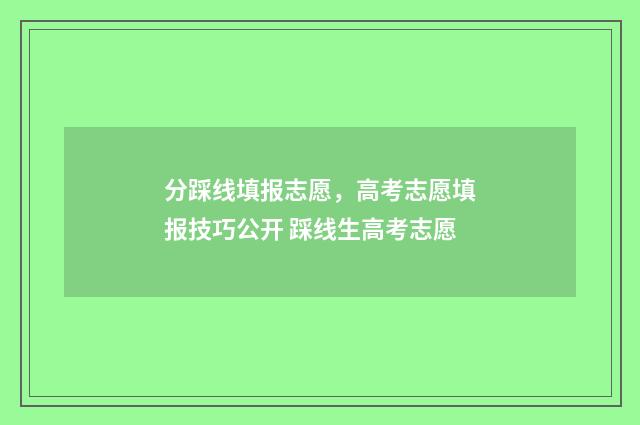 分踩线填报志愿,高考志愿填报技巧公开 踩线生高考志愿