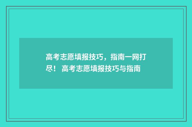高考志愿填报技巧，指南一网打尽！ 高考志愿填报技巧与指南