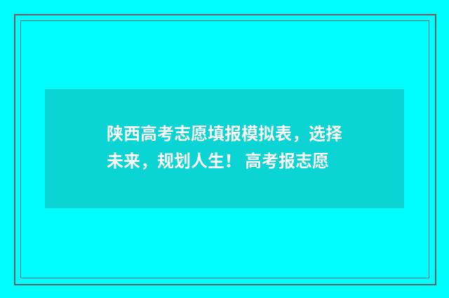 陕西高考志愿填报模拟表,选择未来,规划人生! 高考报志愿