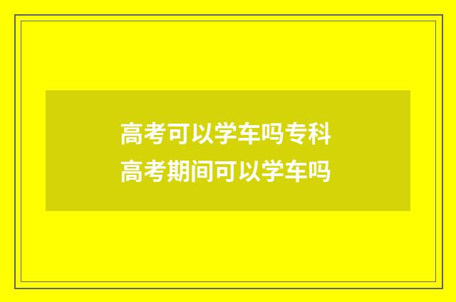 高考可以学车吗专科 高考期间可以学车吗