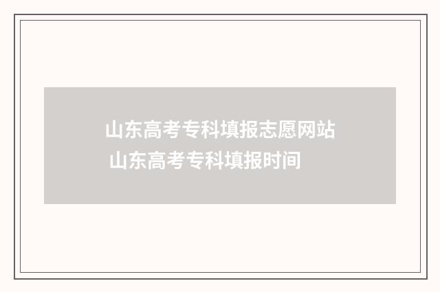 山东高考专科填报志愿网站 山东高考专科填报时间
