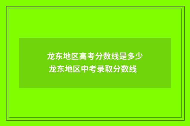 龙东地区高考分数线是多少 龙东地区中考录取分数线