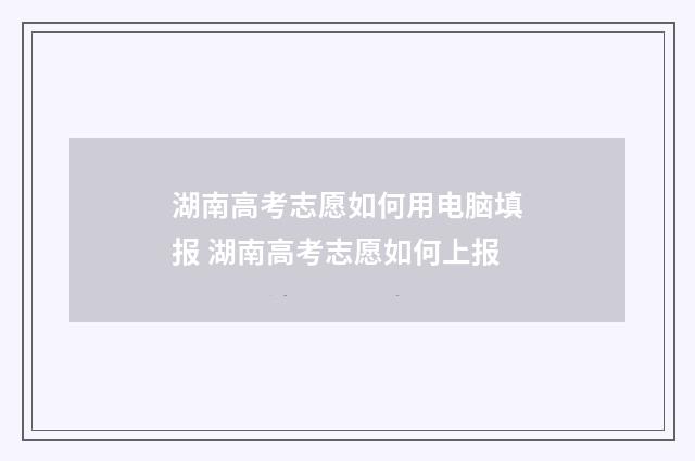 湖南高考志愿如何用电脑填报 湖南高考志愿如何上报