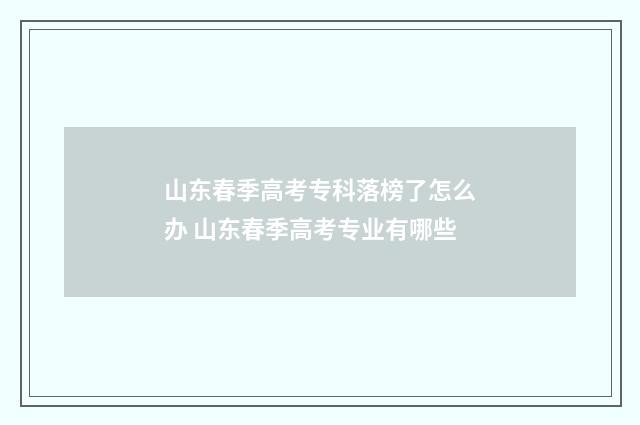 山东春季高考专科落榜了怎么办 山东春季高考专业有哪些