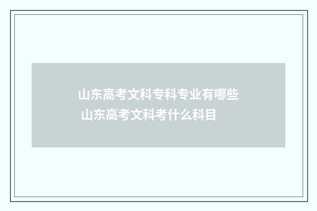 山东高考文科专科专业有哪些 山东高考文科考什么科目