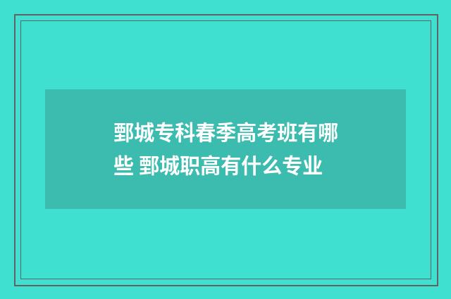鄄城专科春季高考班有哪些 鄄城职高有什么专业