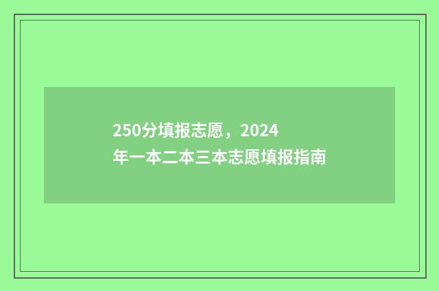 250分填报志愿,2024年一本二本三本志愿填报指南