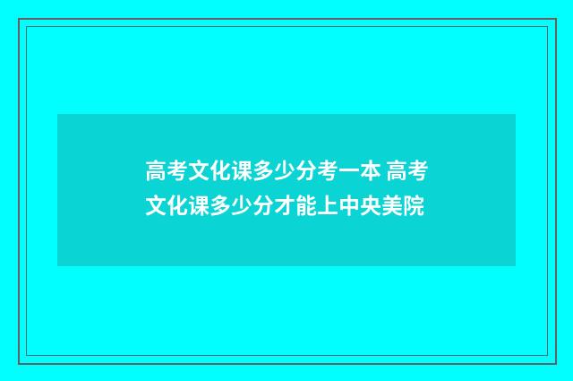 高考文化课多少分考一本 高考文化课多少分才能上中央美院