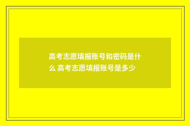 高考志愿填报账号和密码是什么 高考志愿填报账号是多少