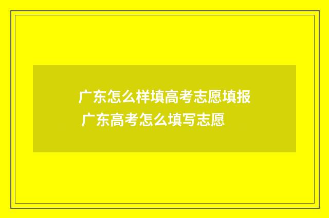 广东怎么样填高考志愿填报 广东高考怎么填写志愿
