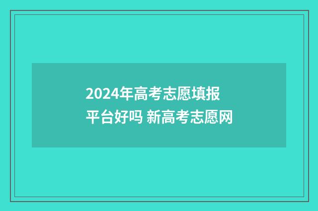 2024年高考志愿填报平台好吗 新高考志愿网
