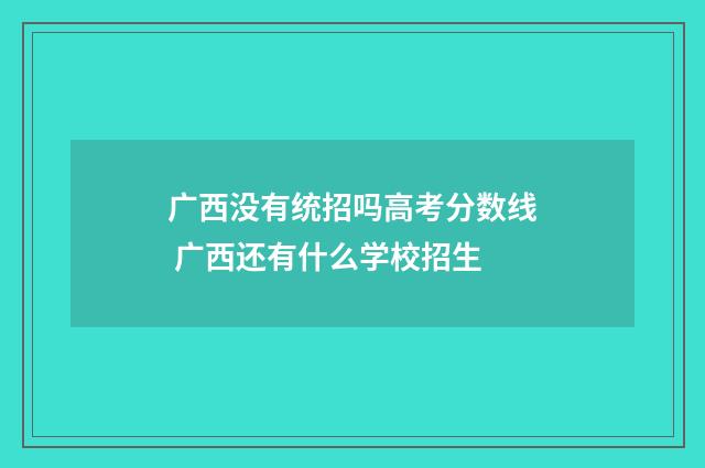 广西没有统招吗高考分数线 广西还有什么学校招生
