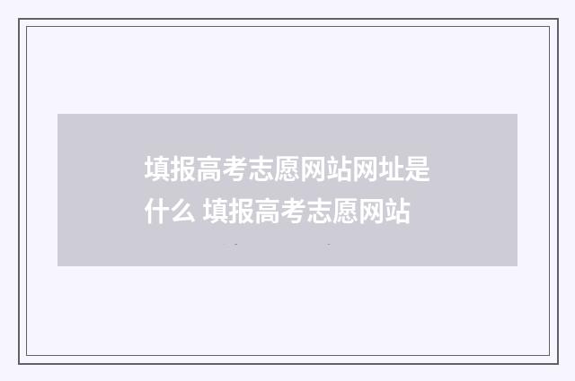 填报高考志愿网站网址是什么 填报高考志愿网站