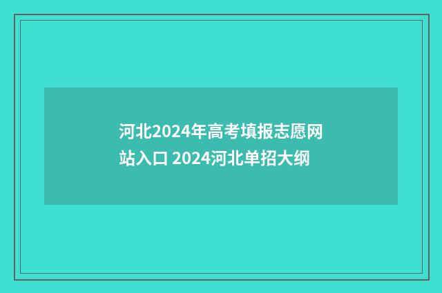 河北2024年高考填报志愿网站入口 2024河北单招大纲