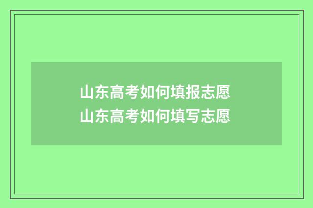 山东高考如何填报志愿 山东高考如何填写志愿