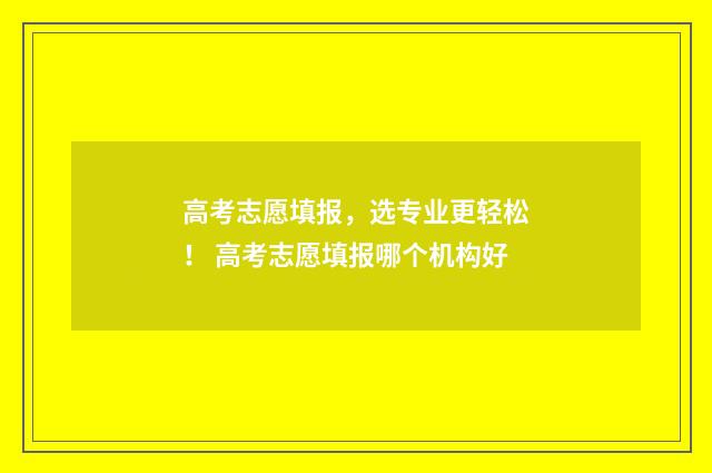 高考志愿填报,选专业更轻松! 高考志愿填报哪个机构好