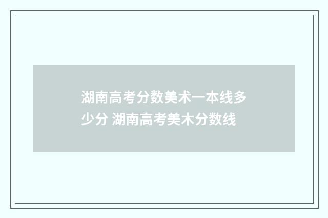 湖南高考分数美术一本线多少分 湖南高考美木分数线