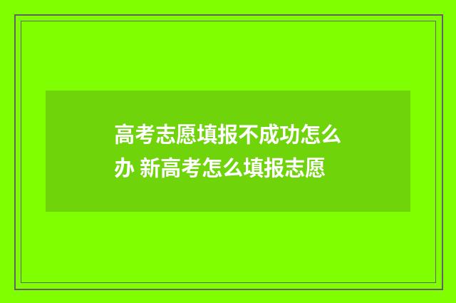高考志愿填报不成功怎么办 新高考怎么填报志愿