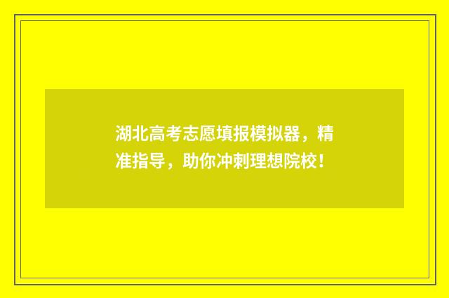 湖北高考志愿填报模拟器，精准指导，助你冲刺理想院校！