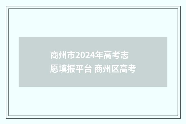 商州市2024年高考志愿填报平台 商州区高考