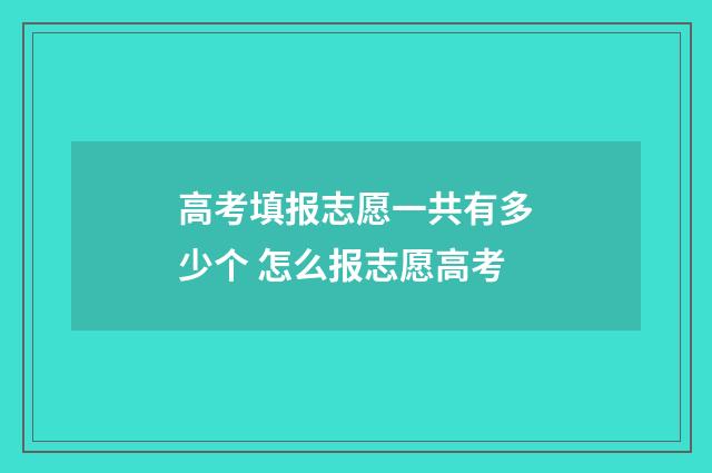 高考填报志愿一共有多少个 怎么报志愿高考