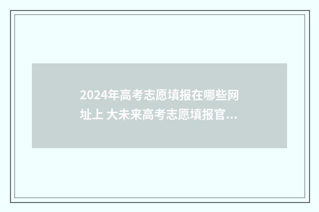 2024年高考志愿填报在哪些网址上 大未来高考志愿填报官网