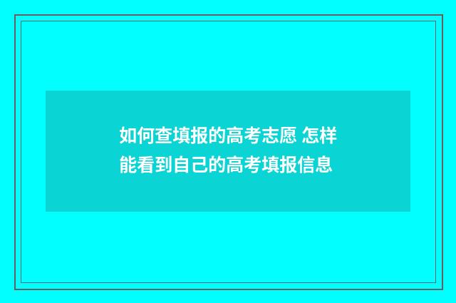 如何查填报的高考志愿 怎样能看到自己的高考填报信息