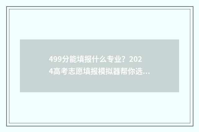 499分能填报什么专业?2024高考志愿填报模拟器帮你选 2021年499分可以上什么大学