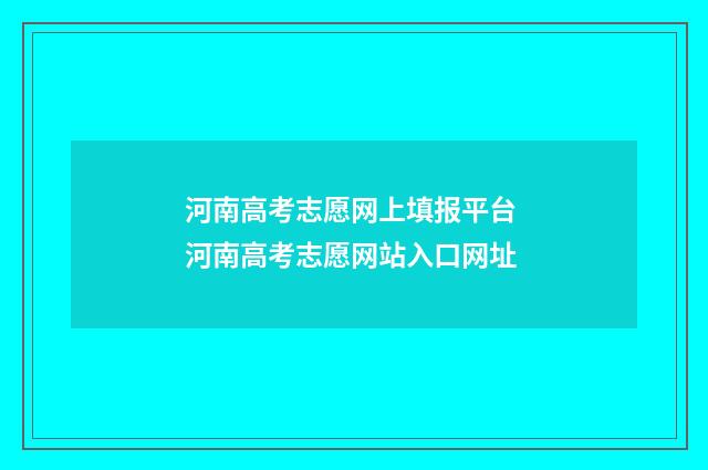 河南高考志愿网上填报平台 河南高考志愿网站入口网址