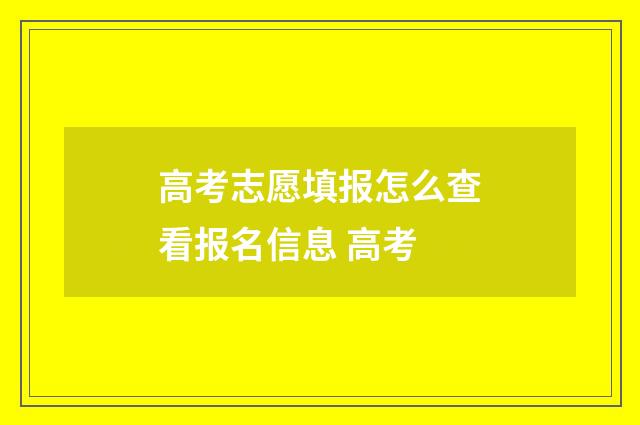 高考志愿填报怎么查看报名信息 高考