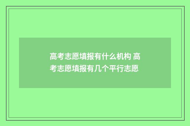 高考志愿填报有什么机构 高考志愿填报有几个平行志愿