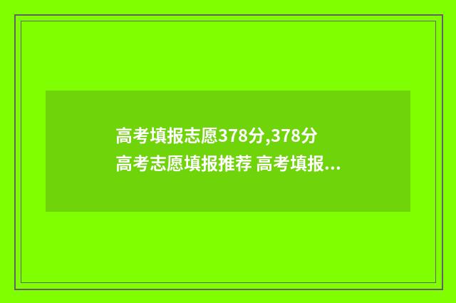 高考填报志愿378分,378分高考志愿填报推荐 高考填报志愿流程演示