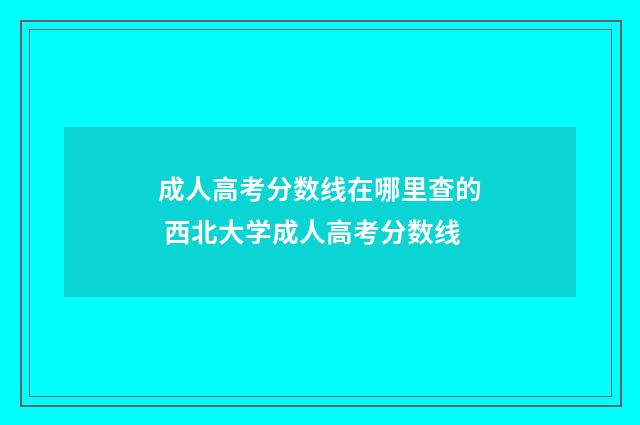 成人高考分数线在哪里查的 西北大学成人高考分数线