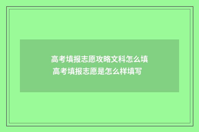 高考填报志愿攻略文科怎么填 高考填报志愿是怎么样填写