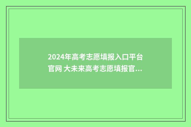 2024年高考志愿填报入口平台官网 大未来高考志愿填报官网