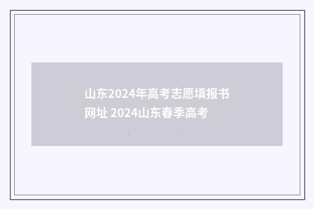 山东2024年高考志愿填报书网址 2024山东春季高考