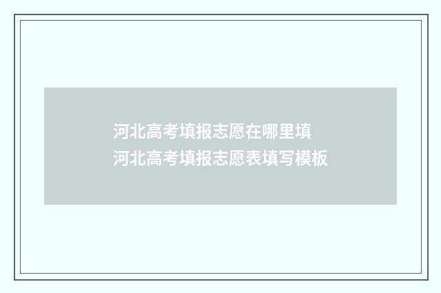 河北高考填报志愿在哪里填 河北高考填报志愿表填写模板
