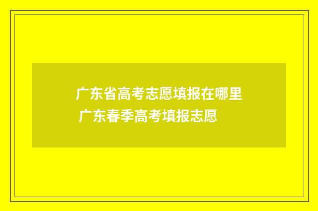 广东省高考志愿填报在哪里 广东春季高考填报志愿