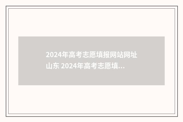 2024年高考志愿填报网站网址山东 2024年高考志愿填报时间