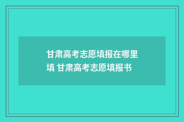 甘肃高考志愿填报在哪里填 甘肃高考志愿填报书