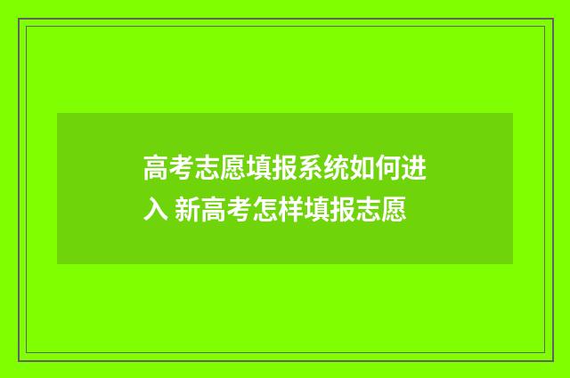 高考志愿填报系统如何进入 新高考怎样填报志愿