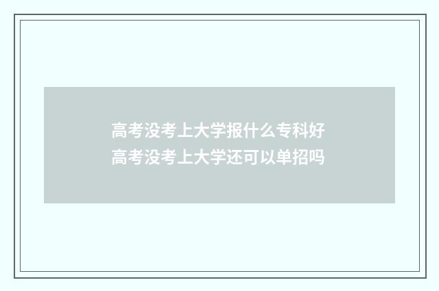 高考没考上大学报什么专科好 高考没考上大学还可以单招吗