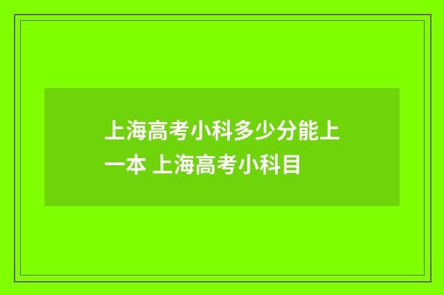 上海高考小科多少分能上一本 上海高考小科目