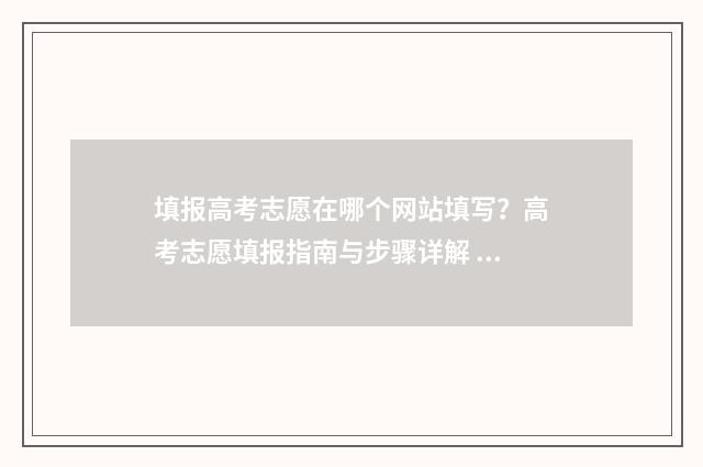 填报高考志愿在哪个网站填写?高考志愿填报指南与步骤详解 填报高考志愿在网吧可以吗