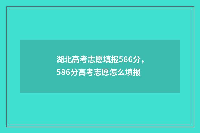 湖北高考志愿填报586分,586分高考志愿怎么填报