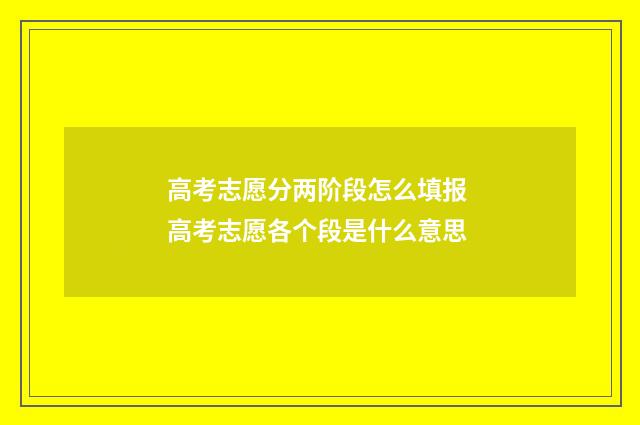 高考志愿分两阶段怎么填报 高考志愿各个段是什么意思